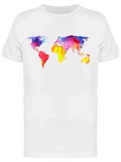 Foto 1 | Playera SmartPrintsInk color Blanco para Hombre - Mapamundi En Acuarelas