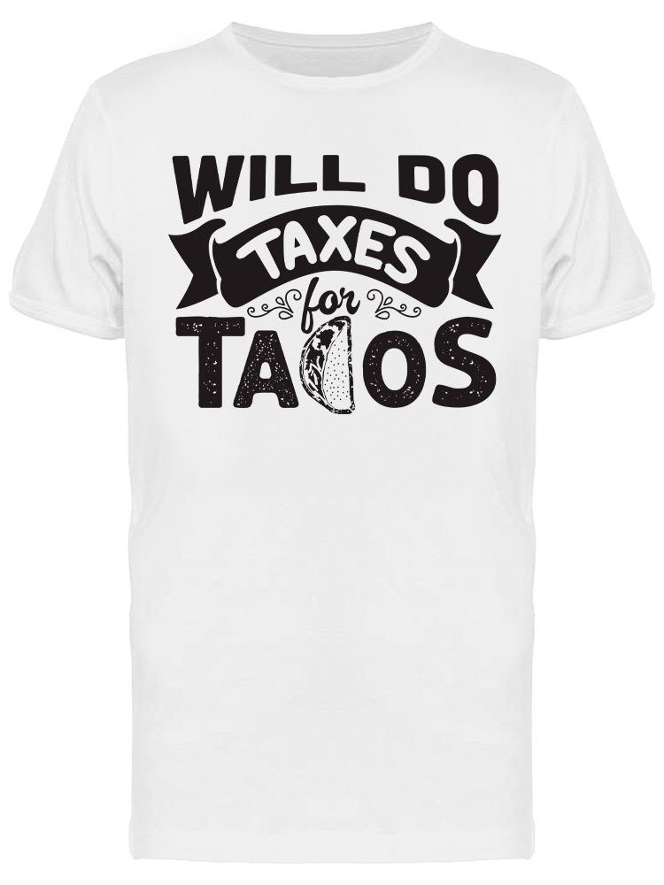 Playera SmartPrintsInk  color Blanco para Hombre - Mis Impuestos por Tacos
