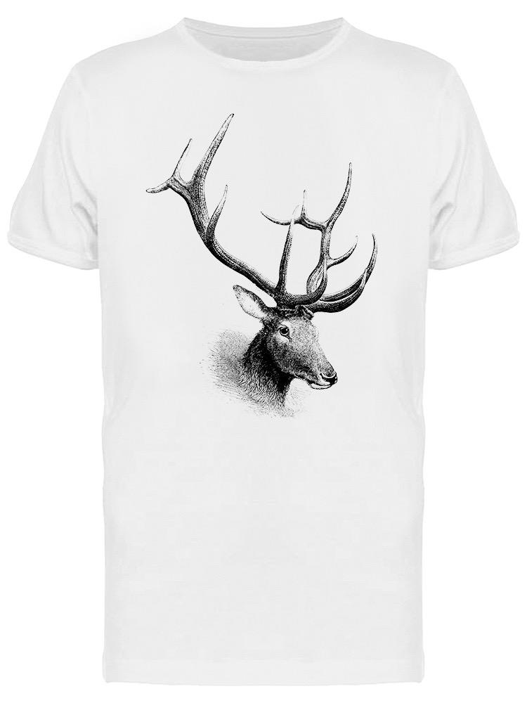Playera SmartPrintsInk color Blanco para Hombre - Ilustracion A Lápiz Cabeza De Ciervo