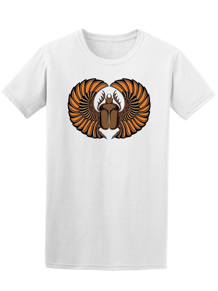 Playera  SmartPrintsInk color Blanco para Hombre - Escarabajo Egipcio de Protección