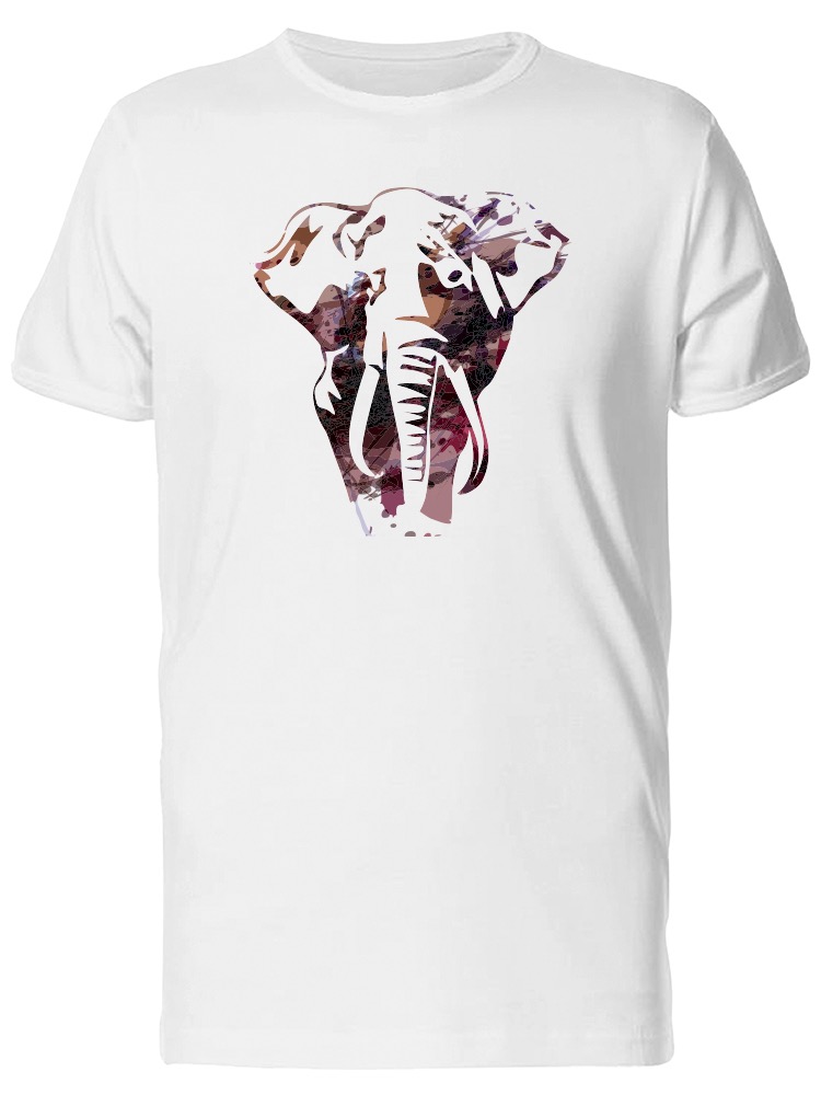 Playera SmartPrintsInk color Blanco para Hombre - Silueta de Elefante Caminando