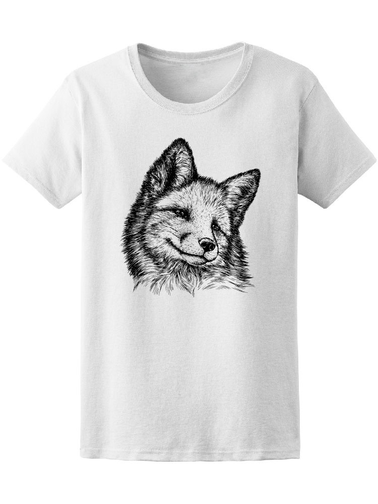 Playera SmartPrintsInk color Blanco para Hombre - Ilustración Zorro Sonriente