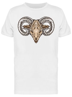 Foto 1 | Playera SmartPrintsInk color Blanco para Hombre - Ilustración de Cabeza de Carnero