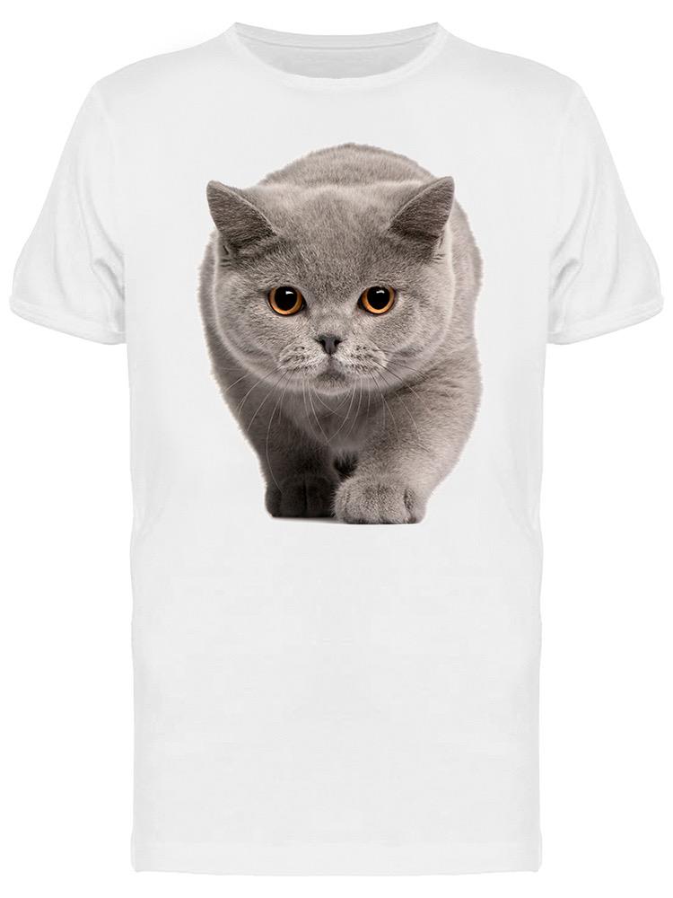 Playera SmartPrintsInk color Blanco para Hombre - Gato Gris