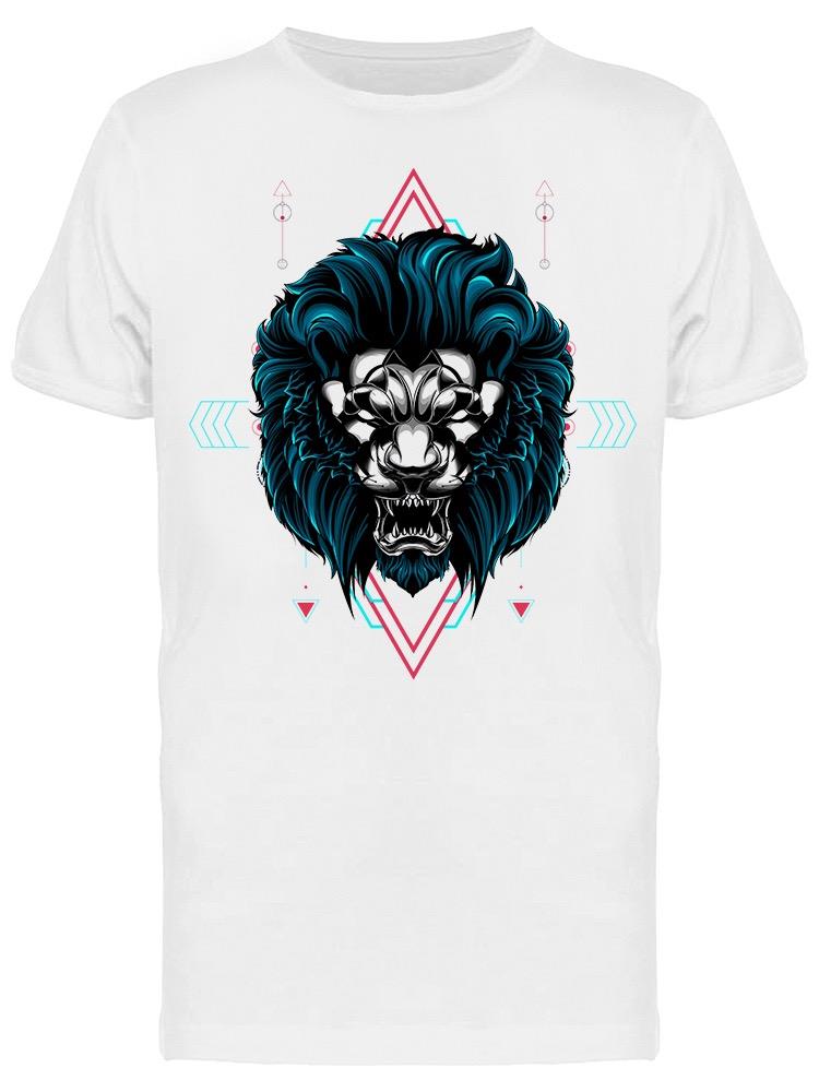Playera SmartPrintsInk color Blanco para Hombre - León en Arte Geométrico