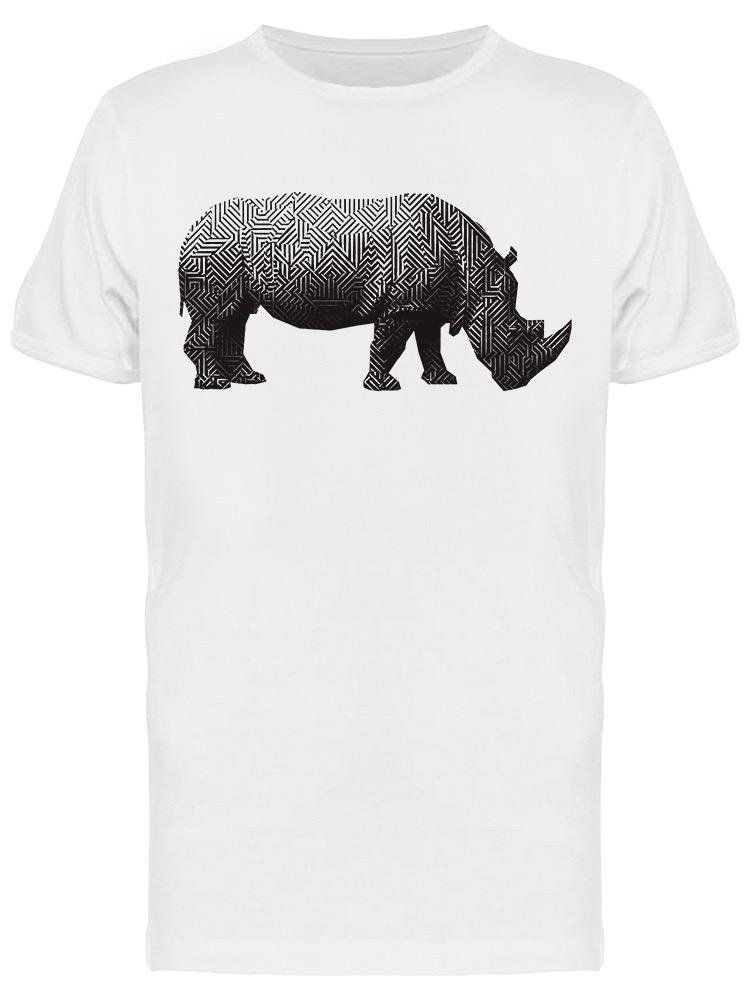 Playera SmartPrintsInk color Blanco para Hombre - Silueta Rinoceronte Arte Geométrico