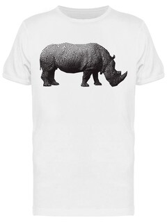 Foto 1 | Playera SmartPrintsInk color Blanco para Hombre - Silueta Rinoceronte Arte Geométrico