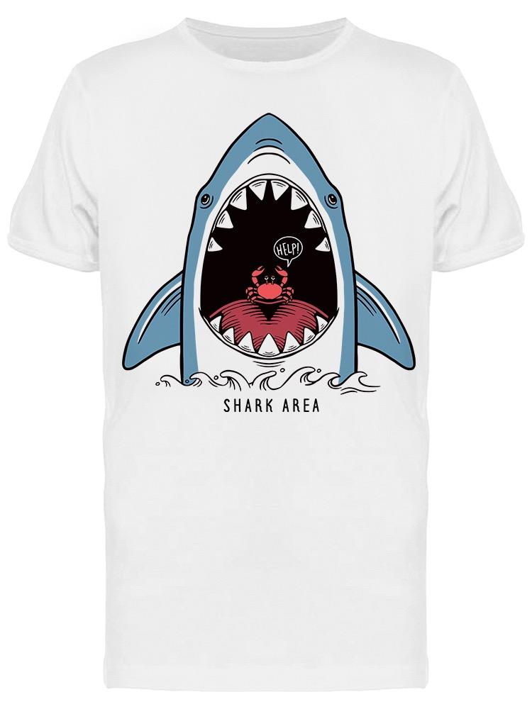 Playera SmartPrintsInk color Blanco para Hombre - Tiburón y Cangrejo