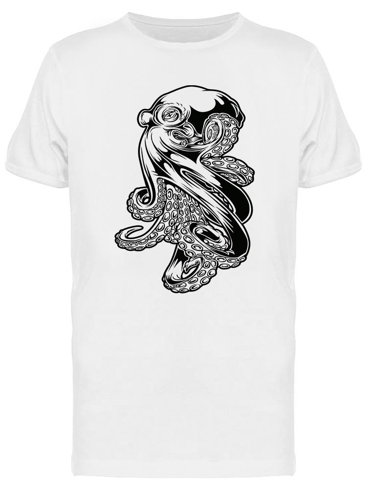 Playera SmartPrintsInk color Blanco para Hombre - Pulpo Tipo Tattoo