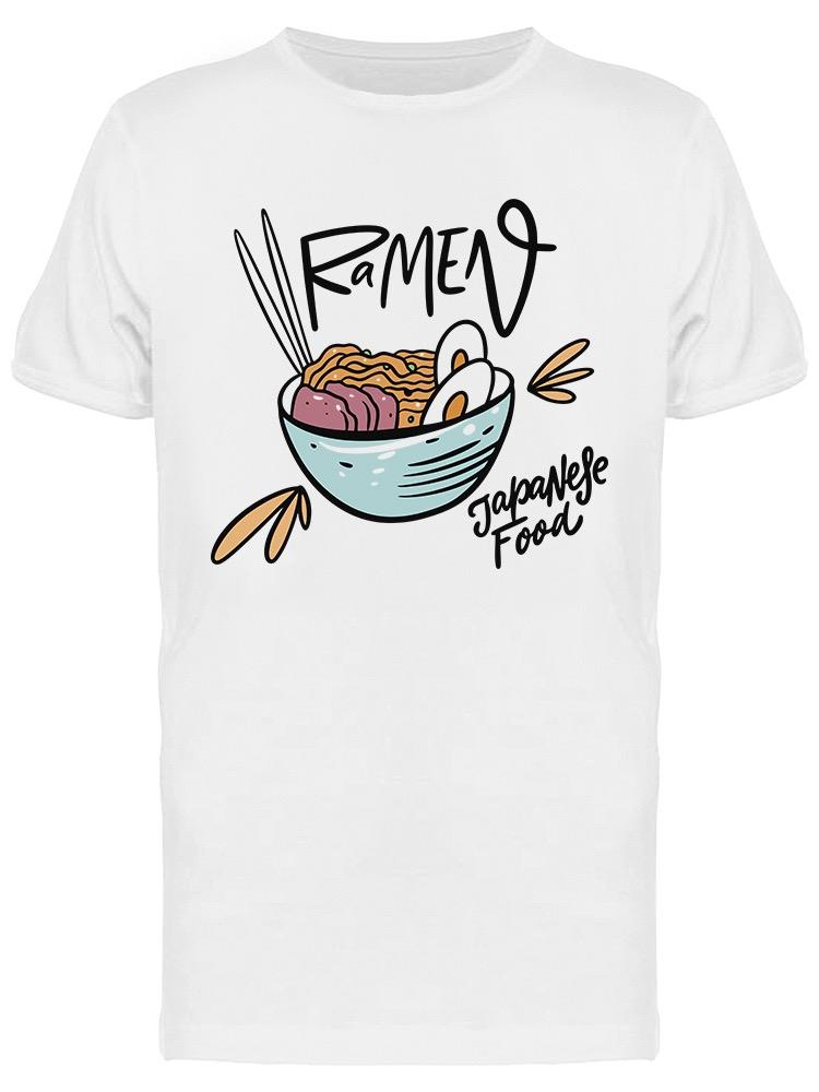 Playera SmartPrintsInk color Blanco para Hombre - Ramen Comida Japonesa