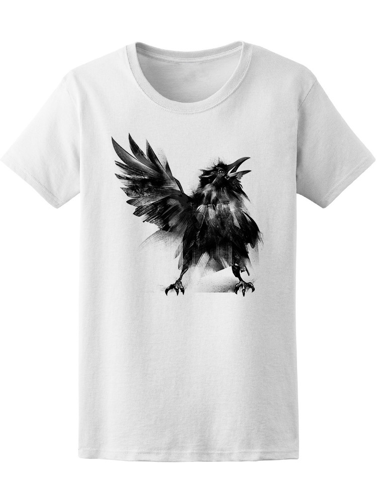 Playera SmartPrintsInk color Blanco para Hombre - Ilustración de Cuervo