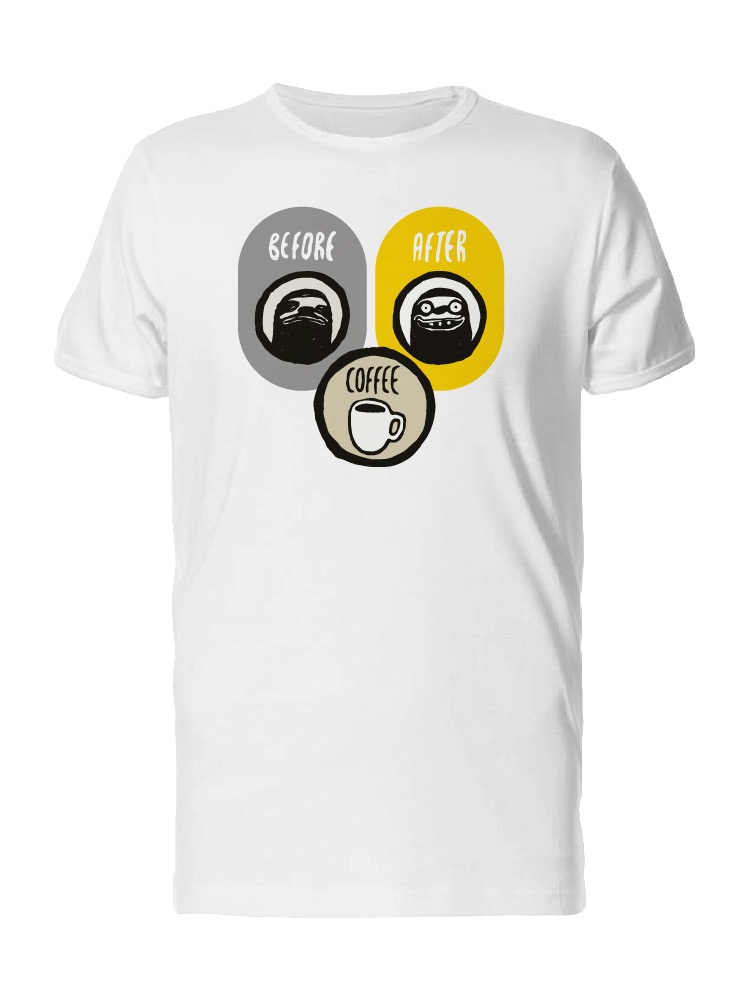 Playera SmartPrintsInk color Blanco para Hombre - Antes y Después del Café