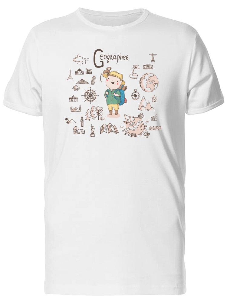 Foto 2 pulgar | Playera SmartPrintsInk color Blanco para Hombre - Ilustración Geógrafo