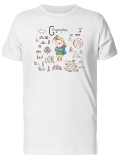 Foto 1 | Playera SmartPrintsInk color Blanco para Hombre - Ilustración Geógrafo