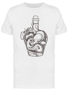Foto 1 | Playera SmartPrintsInk color Blanco para Hombre - Ilustración a Lápiz de Pulpo en Botella
