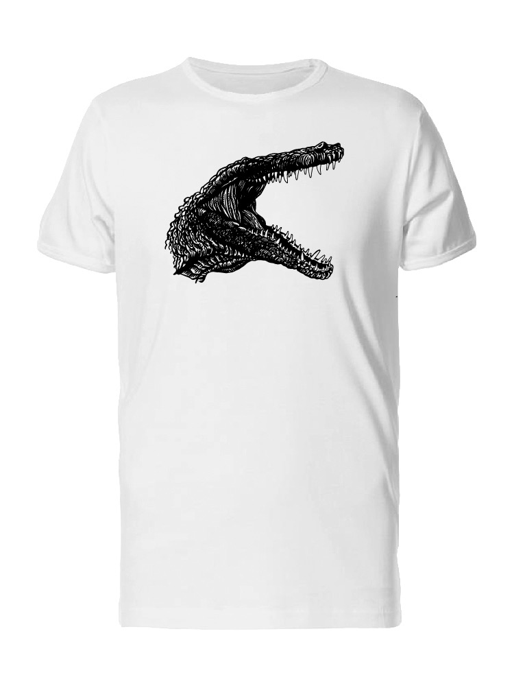 Playera SmartPrintsInk color Blanco para Hombre - Cabeza de Caimán