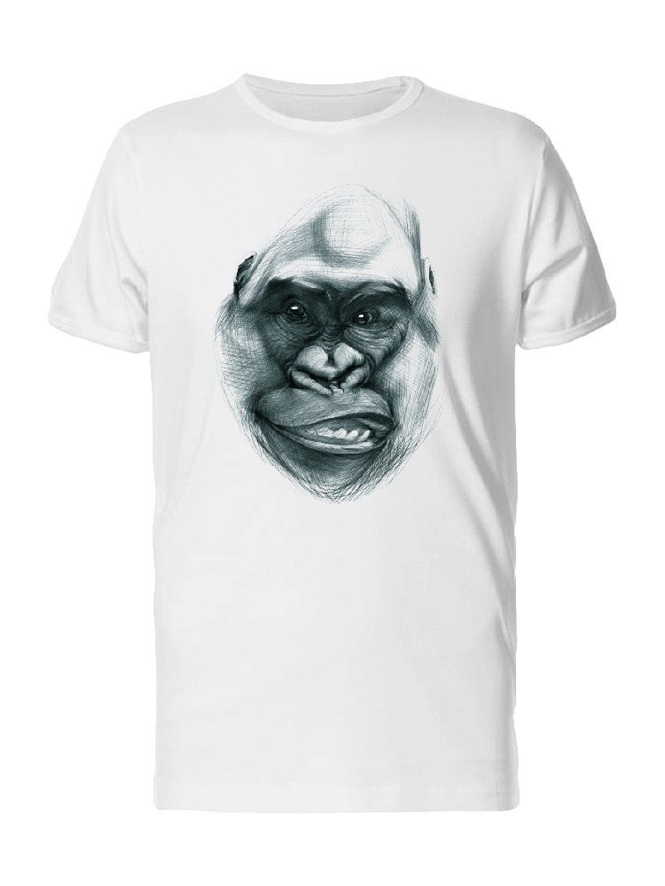 Playera SmartPrintsInk color Blanco para Hombre - Ilustración a Lápiz de Gorila