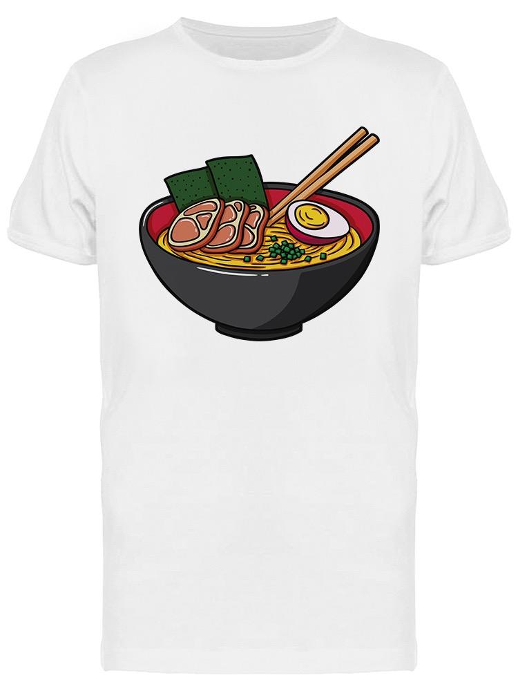 Playera SmartPrintsInk color Blanco para Hombre - Tazón de Ramen Elegante