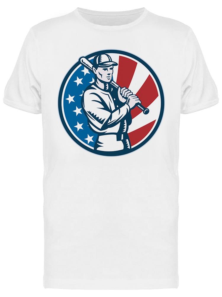 Playera Smartprintsink Hombre Jugador De Baseball Sobre Bandera