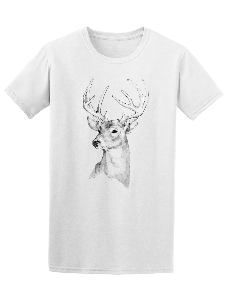 Playera SmartPrintsInk color Blanco para Hombre - Ilustración de Reno a Lápiz