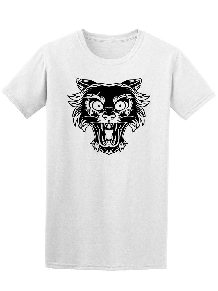 Playera SmartPrintsInk color Blanco para Hombre - Pantera Rugiendo