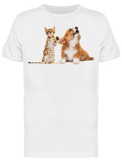 Foto 1 | Playera SmartPrintsInk color Blanco para Hombre - Fotografía de Cachorro y Gatito