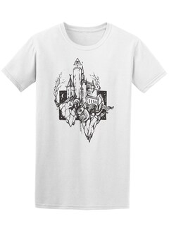 Foto 1 | Playera Smartprintsink Hombre Ilustracion A Lapiz. Castillo Flotando En Espacio.