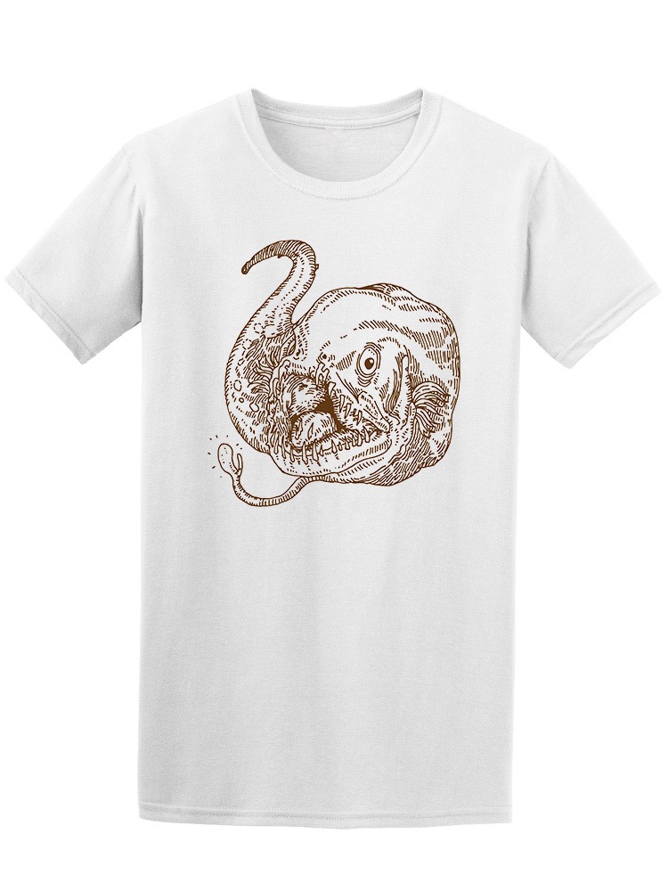 Playera SmartPrintsInk color Blanco para Hombre Monstruo Marino