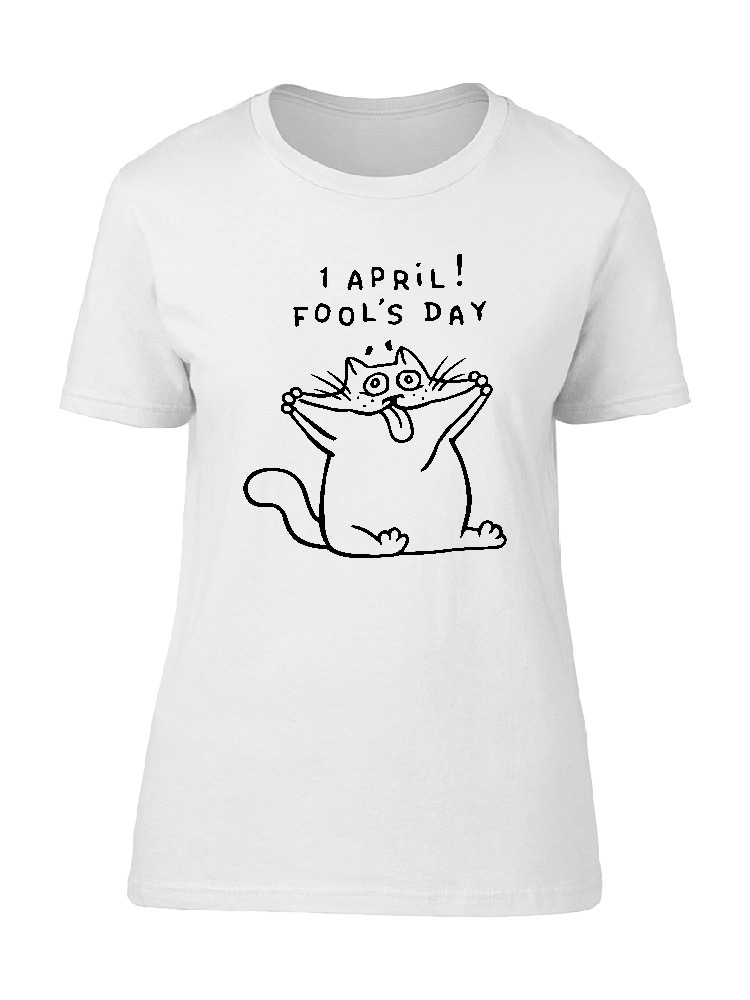Playera  SmartPrintsInk color Blanco para Hombre - Gatito Haciendo Bromas