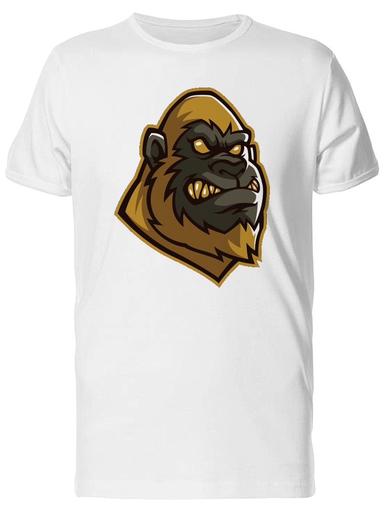 Playera SmartPrintsInk color Blanco para Hombre -  Rostro Gorila Enojado