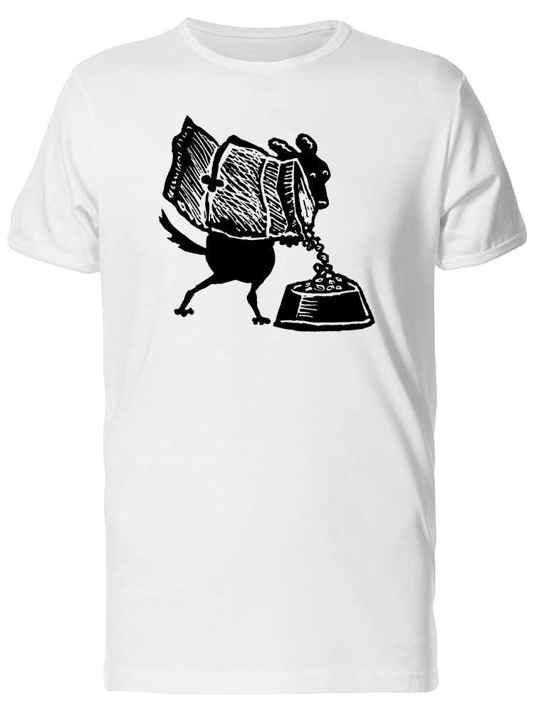 Playera  SmartPrintsInk color Blanco para Hombre - Perro con Comida