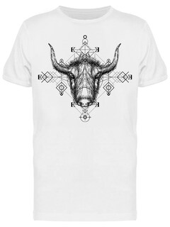 Foto 1 | Playera SmartPrintsInk color Blanco para Hombre - Búfalo En Arte Abstracto