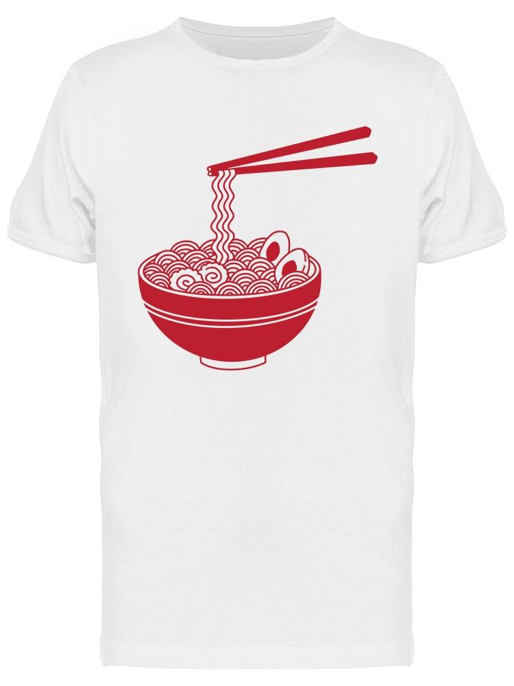 Playera SmartPrintsInk color Blanco para Hombre - Tazón Rojo con Ramen