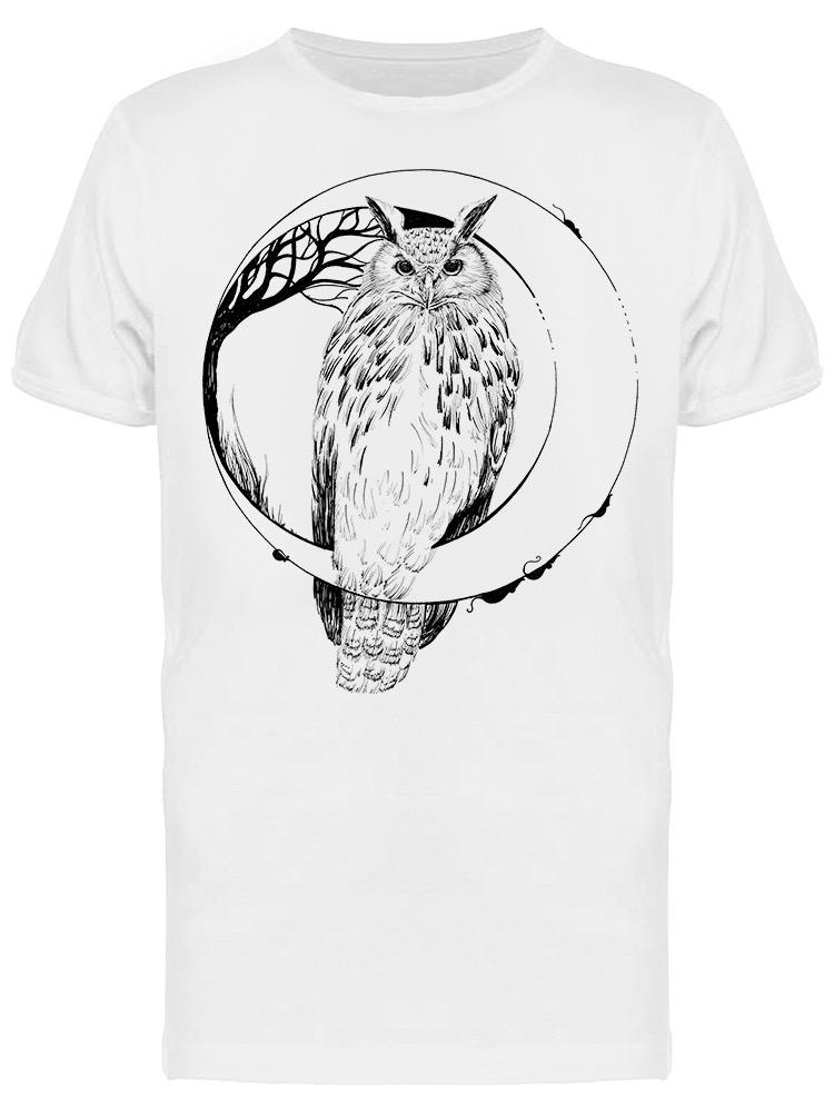Playera SmartPrintsInk color Blanco para Hombre - Búho En Naturaleza