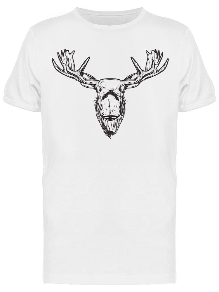Playera SmartPrintsInk color Blanco para Hombre - Ilustración a Lápiz de Cabeza de Alce