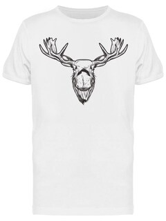 Foto 1 | Playera SmartPrintsInk color Blanco para Hombre - Ilustración a Lápiz de Cabeza de Alce