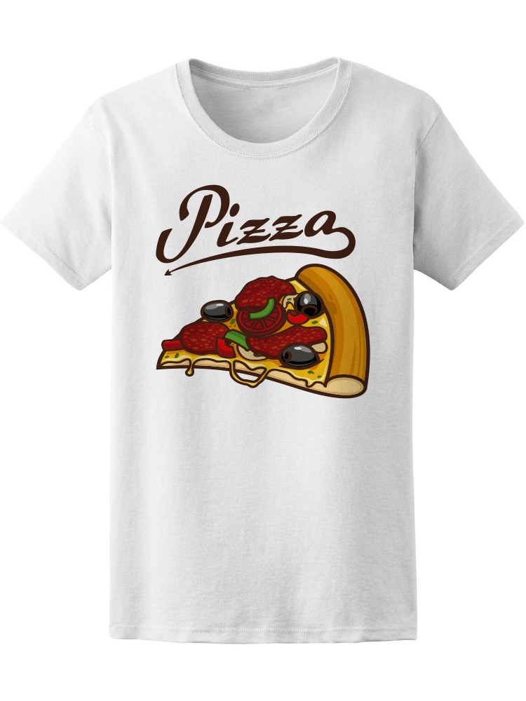 Playera SmartPrintsInk color Blanco para Hombre - Ilustración de Rebanada de Pizza de Pepperoni
