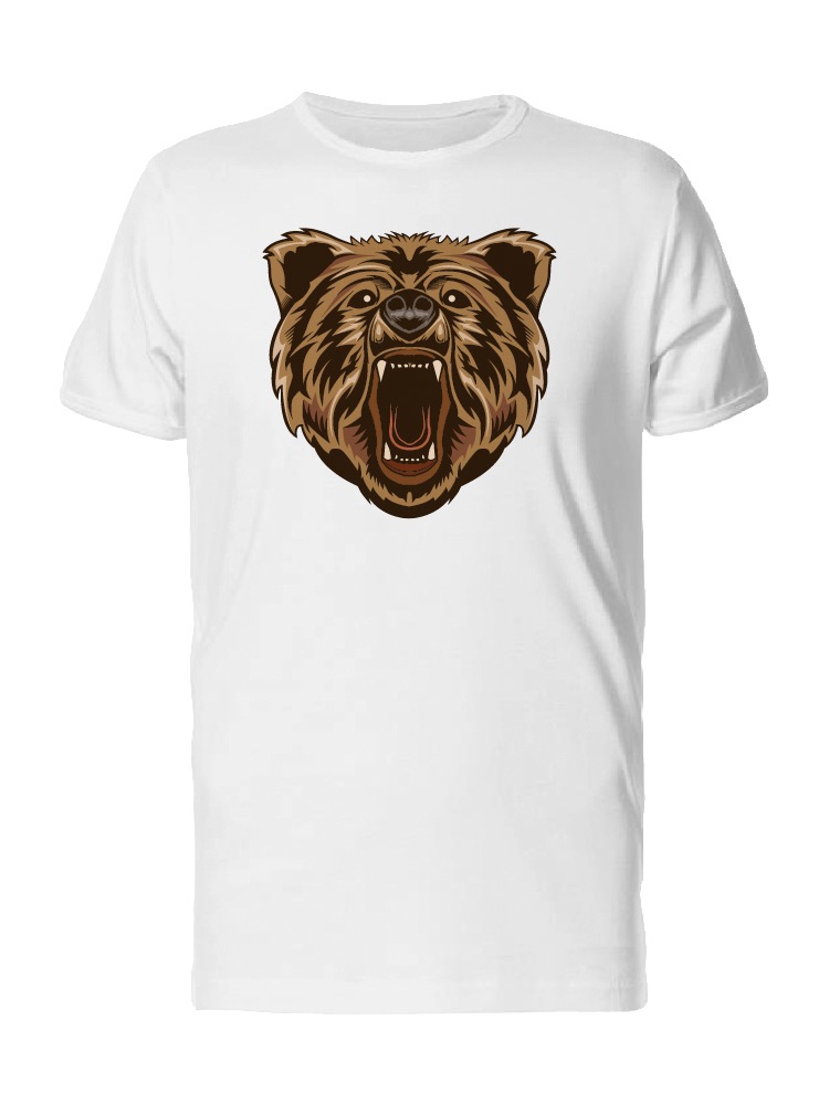Playera SmartPrintsInk color Blanco para Hombre - Oso Rugiendo
