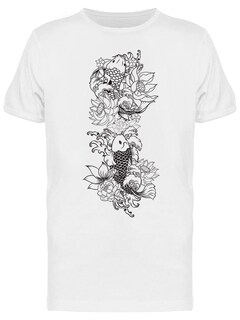 Foto 1 | Playera SmartPrintsInk color Blanco para Hombre - Peces Koi con Flores de Loto