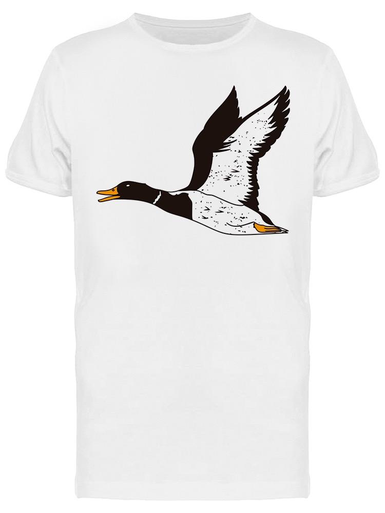 Playera SmartPrintsInk color Blanco para Hombre - Ilustración Pato Canadiense Volando