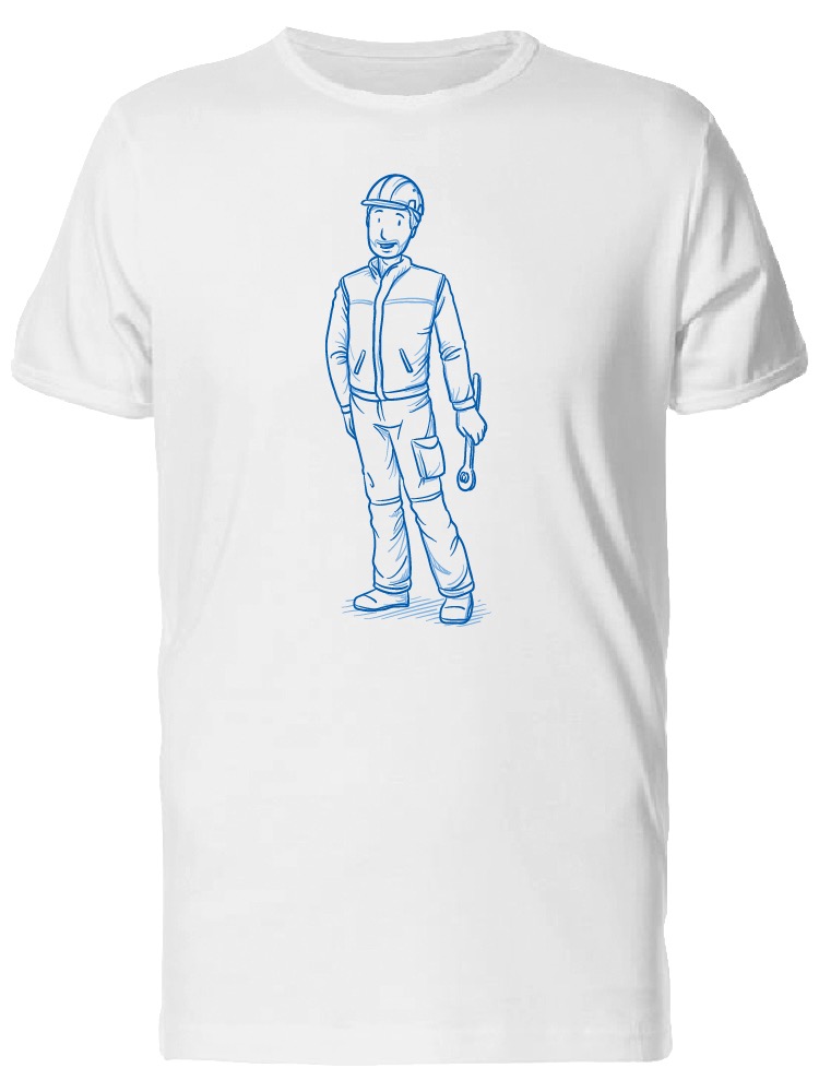 Foto 2 pulgar | Playera SmartPrintsInk color Blanco para Hombre - Ilustración de Mecánico con Llave