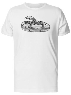 Foto 1 | Playera SmartPrintsInk color Blanco para Hombre - Ilustración Serpiente Blanco Y Negro