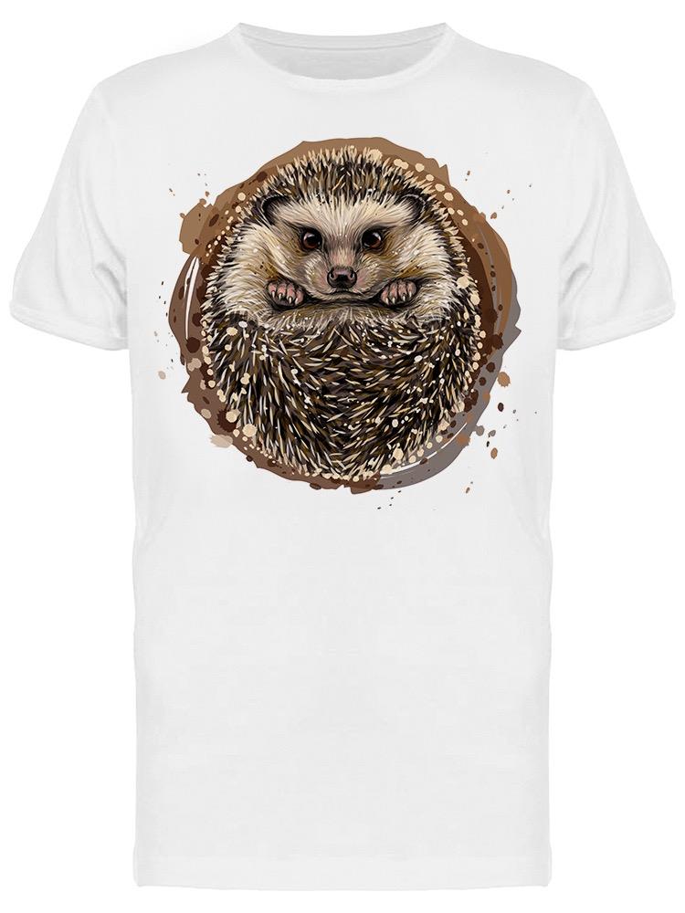 Playera SmartPrintsInk color Blanco para Hombre - Erizo Acurrucado