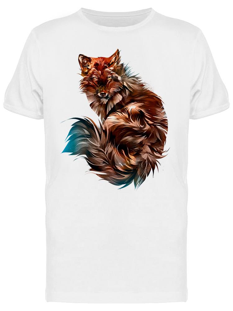 Playera SmartPrintsInk color Blanco para Hombre - Zorro Sentado