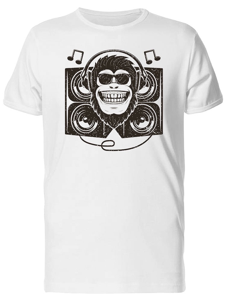 Playera para Hombre Smartprintsink color Blanco Estampado Dj Chimpance