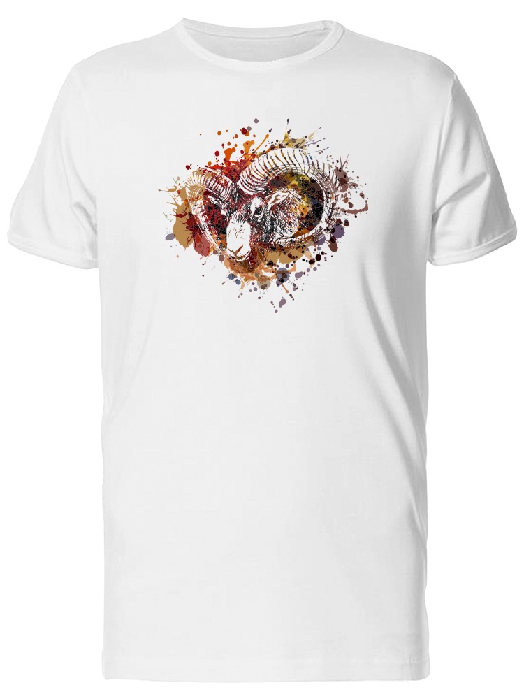 Playera  SmartPrintsInk color Blanco para Hombre - Carnero con Pintura
