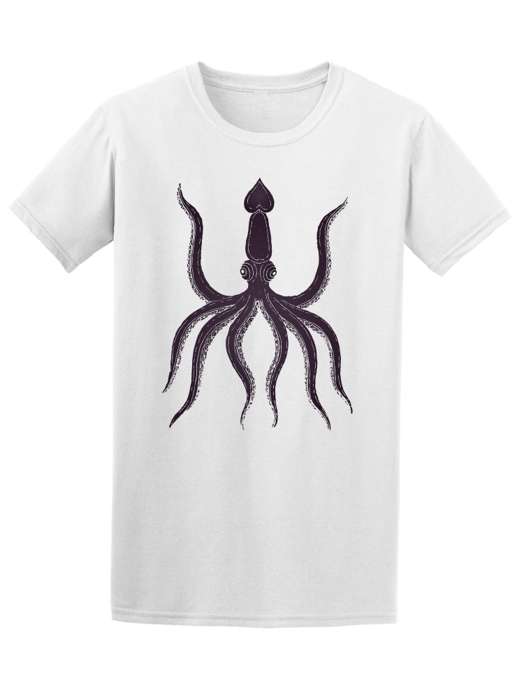 Playera SmartPrintsInk color Blanco para Hombre - Pulpo con Tentáculos Extendidos