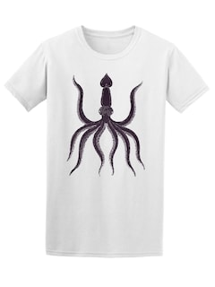 Foto 1 | Playera SmartPrintsInk color Blanco para Hombre - Pulpo con Tentáculos Extendidos
