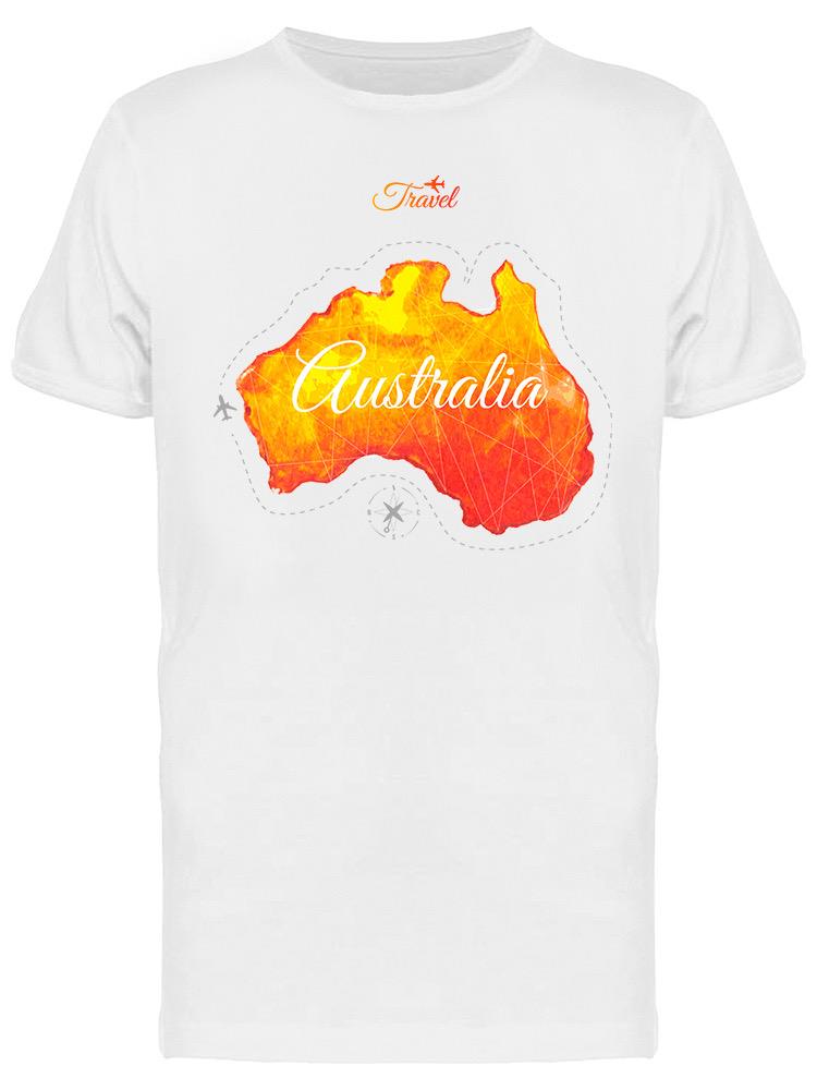 Playera SmartPrintsInk color Blanco para Hombre - Silueta Australia Sobre Acuarelas
