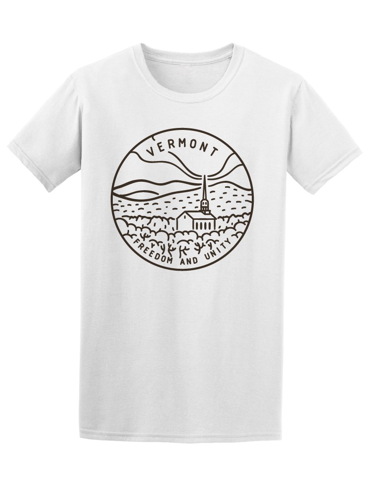 Playera SmartPrintsInk color Blanco para Hombre  - Vermont Logo Minimalista